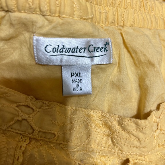 Coldwater Creek Skirt PXL Butter Yellow Cotton Floral Eyelet Cowgirl Cottagecore - Picture 7 of 10